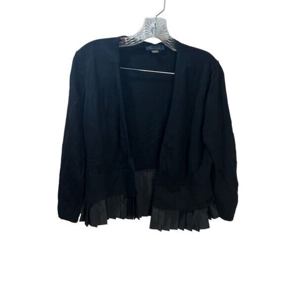 Black Pleated Bottom‎ Open Blazer Cardigan Medium - Picture 1 of 2